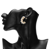 Women's Golden Hoop Earring with Pearl Stud