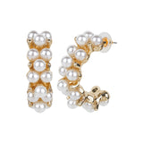 Women's Golden Hoop Earring with Pearl Stud