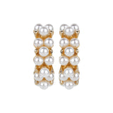 Women's Golden Hoop Earring with Pearl Stud