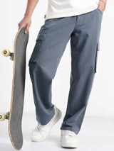 Men's Blue Disney Mickey Loose Fit Cotton Cargos Trouser