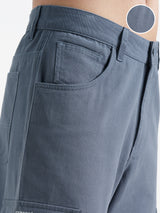 Men's Blue Disney Mickey Loose Fit Cotton Cargos Trouser