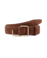 Men's Hedvig Brown Non-Reversible Push Ball Pin Buckle Suede Leather Belt