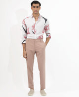Men's White Casual Regular Fit Printed Full Sleeves Shirt