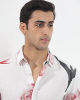 Men's White Casual Regular Fit Printed Full Sleeves Shirt