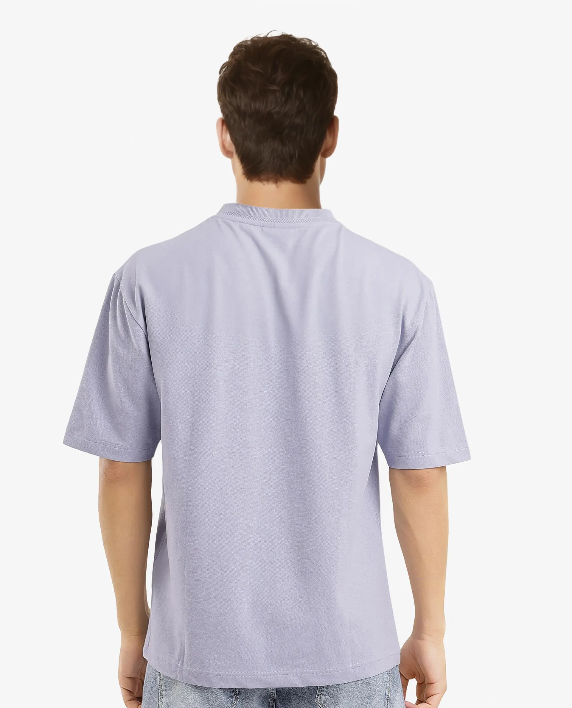 Men's Purple Casual Oversized Fit Solid Half Sleeves Tshirt