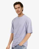 Men's Purple Casual Oversized Fit Solid Half Sleeves Tshirt