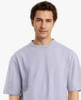 Men's Purple Casual Oversized Fit Solid Half Sleeves Tshirt
