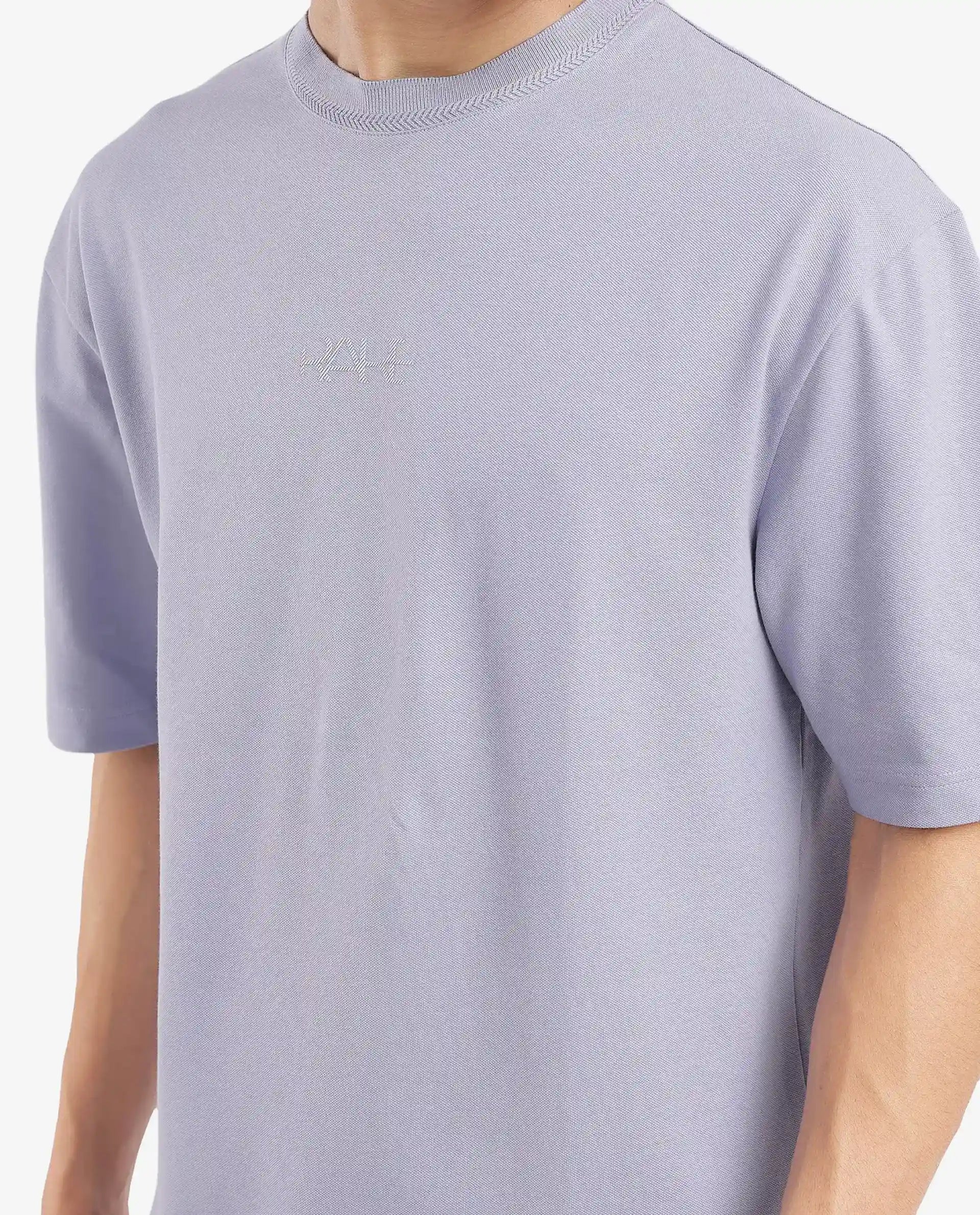 Men's Purple Casual Oversized Fit Solid Half Sleeves Tshirt