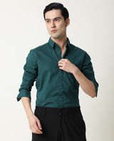 Men's Blue Formal Regular Fit Solid Full Sleeves Shirt