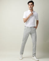 Men's Grey Casual Slim Fit Printed Trouser
