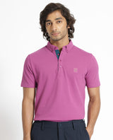 Men's Pink Casual Regular Fit Solid Half Sleeves Polo Tshirt