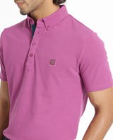 Men's Pink Casual Regular Fit Solid Half Sleeves Polo Tshirt
