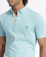 Men's Blue Casual Regular Fit Solid Half Sleeves Polo Tshirt