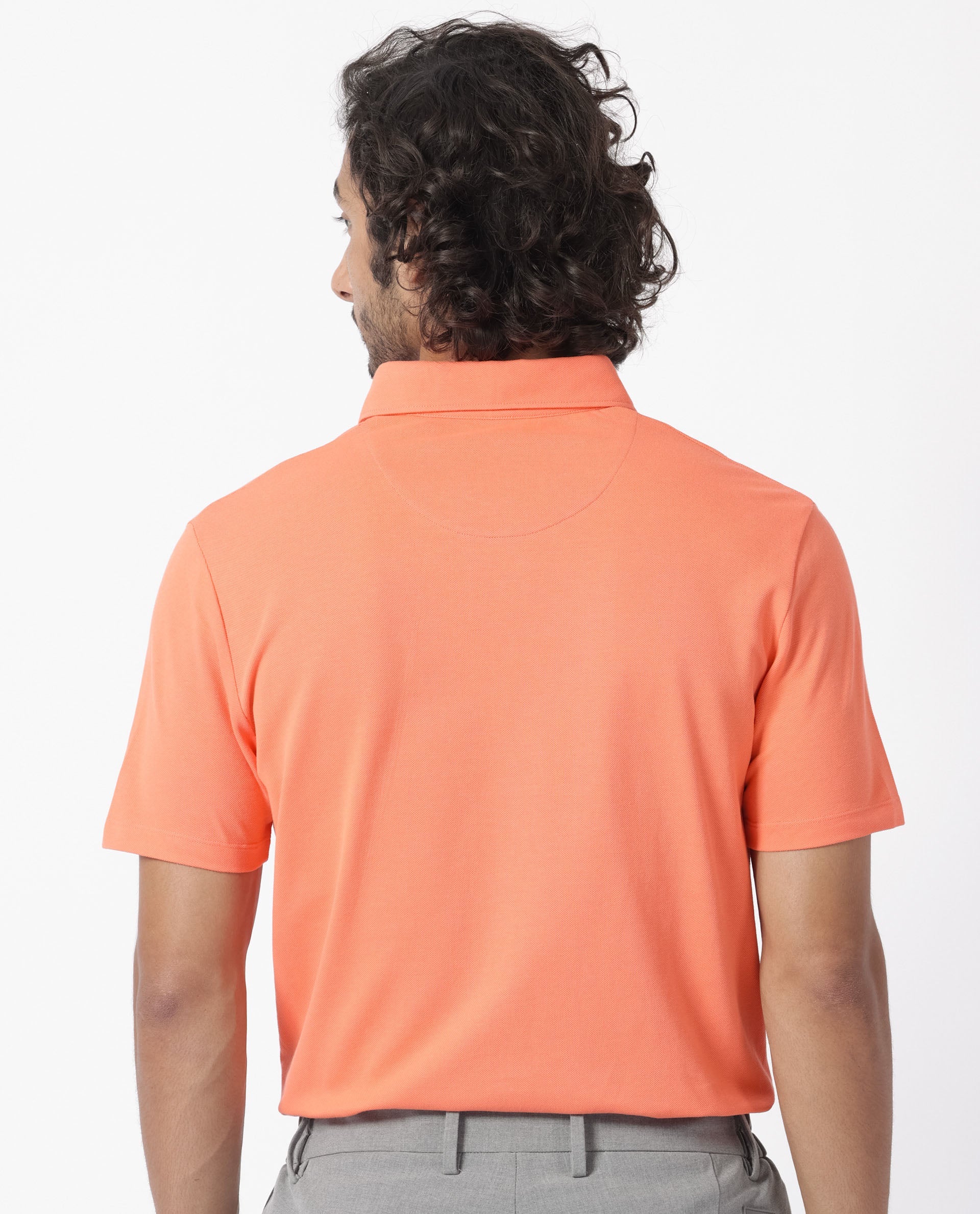 Men's Pink Casual Regular Fit Solid Half Sleeves Polo Tshirt
