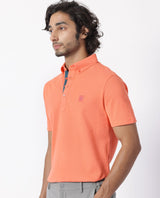 Men's Pink Casual Regular Fit Solid Half Sleeves Polo Tshirt