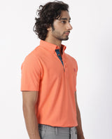 Men's Pink Casual Regular Fit Solid Half Sleeves Polo Tshirt