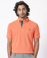 Men's Pink Casual Regular Fit Solid Half Sleeves Polo Tshirt