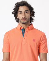 Men's Pink Casual Regular Fit Solid Half Sleeves Polo Tshirt