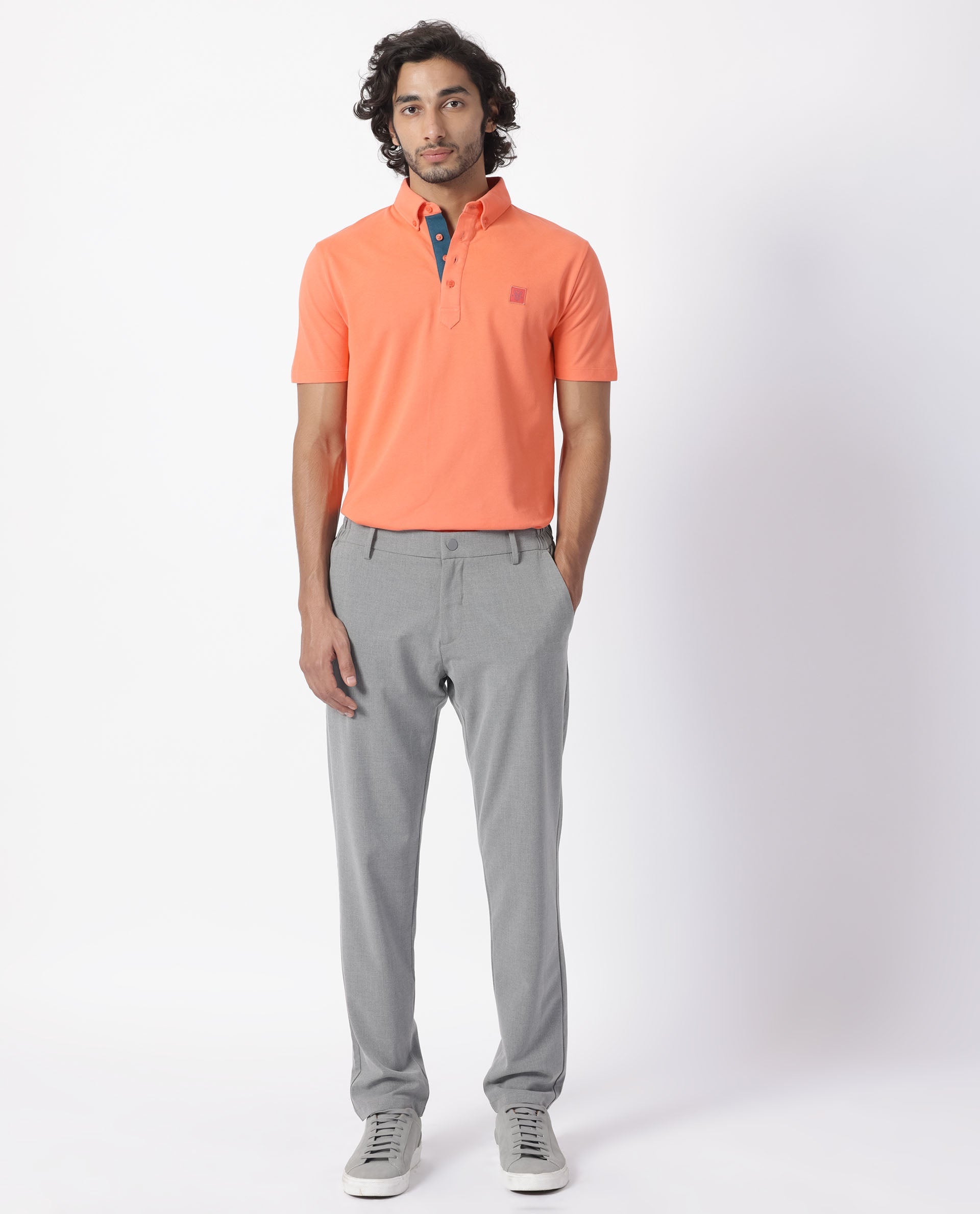 Men's Pink Casual Regular Fit Solid Half Sleeves Polo Tshirt