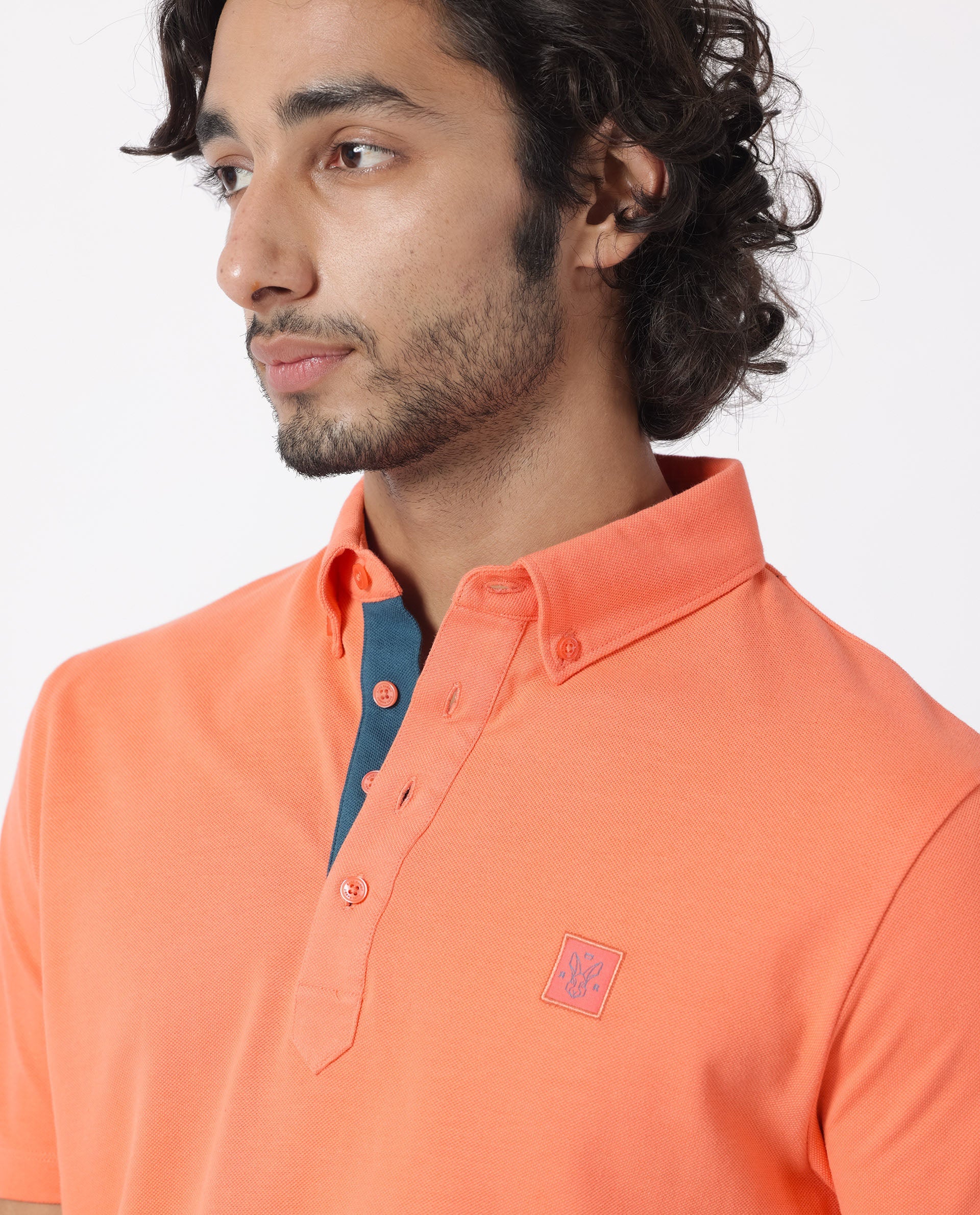 Men's Pink Casual Regular Fit Solid Half Sleeves Polo Tshirt