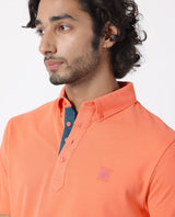 Men's Pink Casual Regular Fit Solid Half Sleeves Polo Tshirt