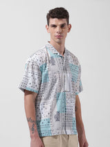 Men's Beige Casual Printed Half Sleeves Shirt
