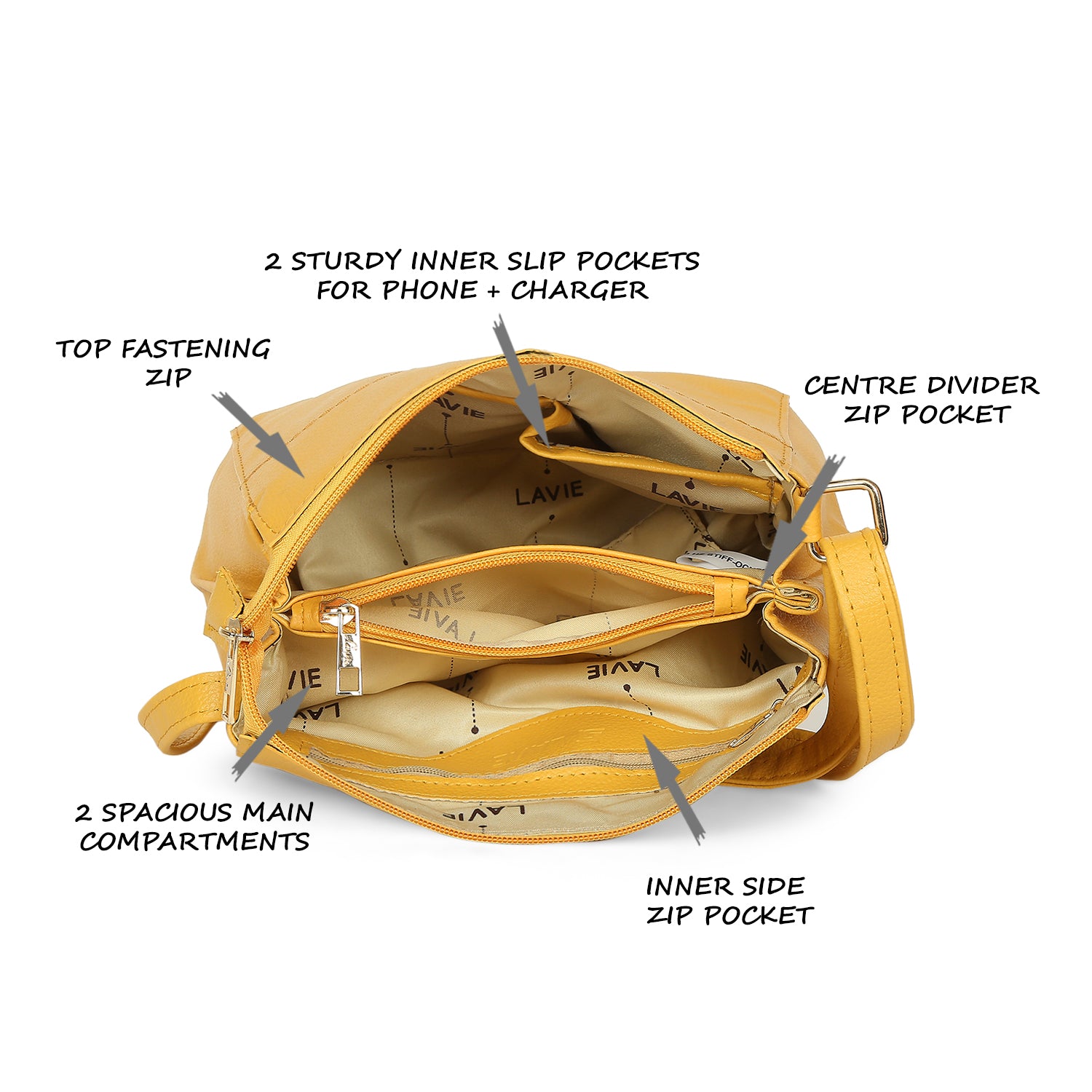 Women's Yellow Casual Solid Sling Bag