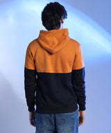 Men's Black & Mustard Yellow Pullover with Ribbed Hem Hoodie