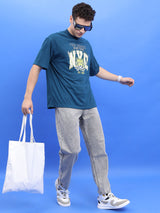 Men's Light Grey Straight Fit Clean Look Heavy Fade Cotton Jeans