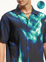 Men's Multi Color Abstract Printed Cuban Collar Casual Shirt