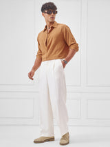 Men's Rust Dobby Textured Solid Relaxed Shirt
