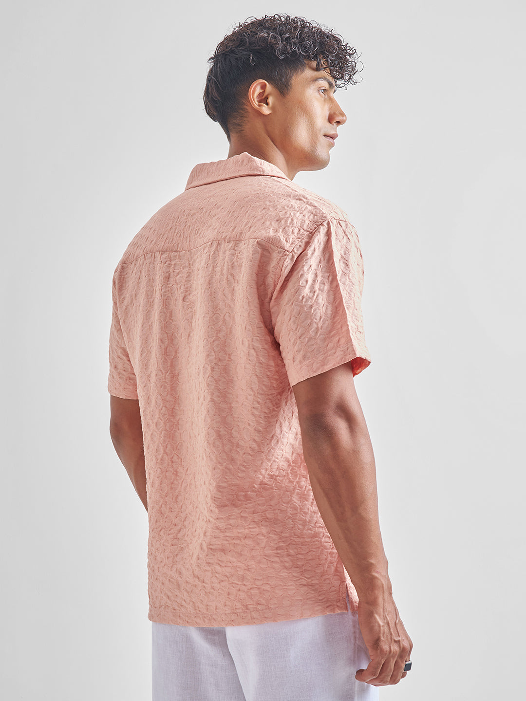 Men's Dusty Pink Jacquard Relaxed Shirt