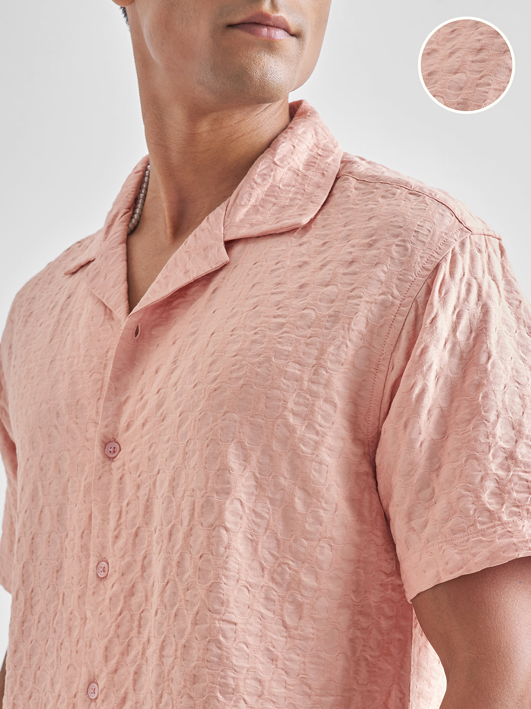 Men's Dusty Pink Jacquard Relaxed Shirt