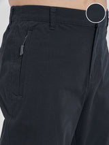 Men's Black Straight Fit Mid-Rise Flat-Front Cotton Cargos