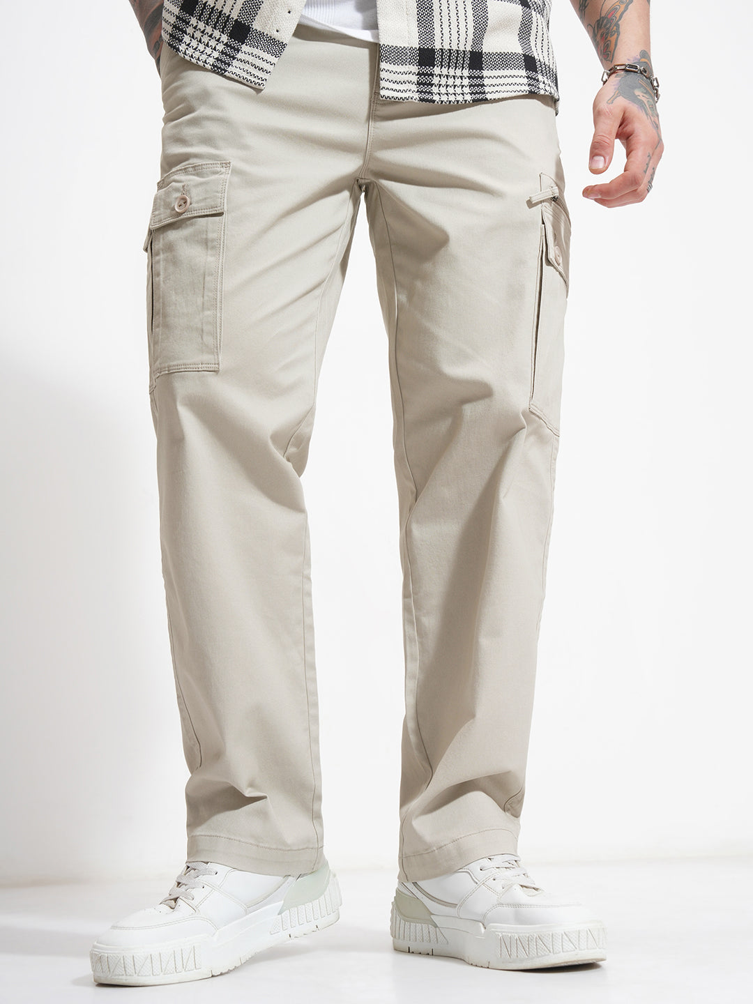 Men's Feather Grey Relaxed Cargo Trouser