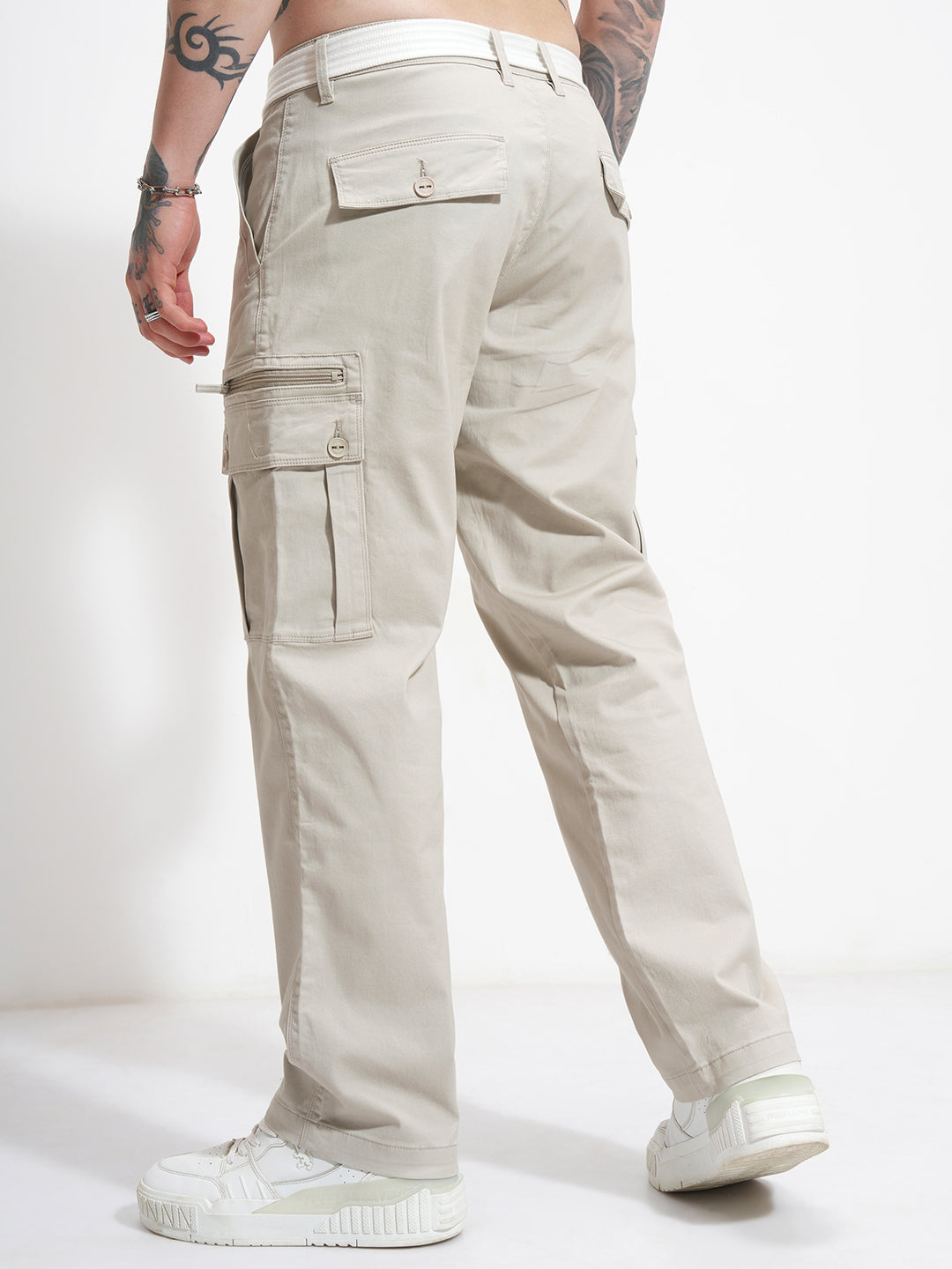 Men's Feather Grey Relaxed Cargo Trouser