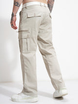 Men's Feather Grey Relaxed Cargo Trouser
