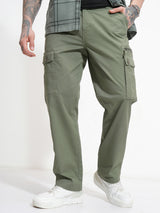 Men's Deep Lichen Green Straight Fit Cargo Trouser