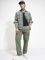 Men's Deep Lichen Green Straight Fit Cargo Trouser