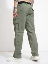 Men's Deep Lichen Green Straight Fit Cargo Trouser