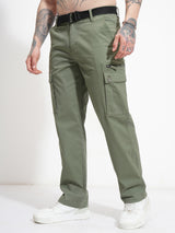 Men's Deep Lichen Green Straight Fit Cargo Trouser