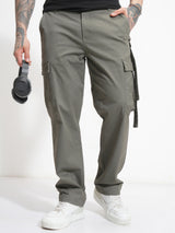 Men's Smokey Olive Straight Fit Elasticated Cargo Trouser