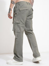Men's Smokey Olive Straight Fit Elasticated Cargo Trouser