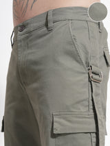 Men's Smokey Olive Straight Fit Elasticated Cargo Trouser