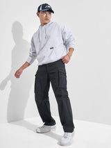 Men's Black Solid Relaxed Cargo Pant