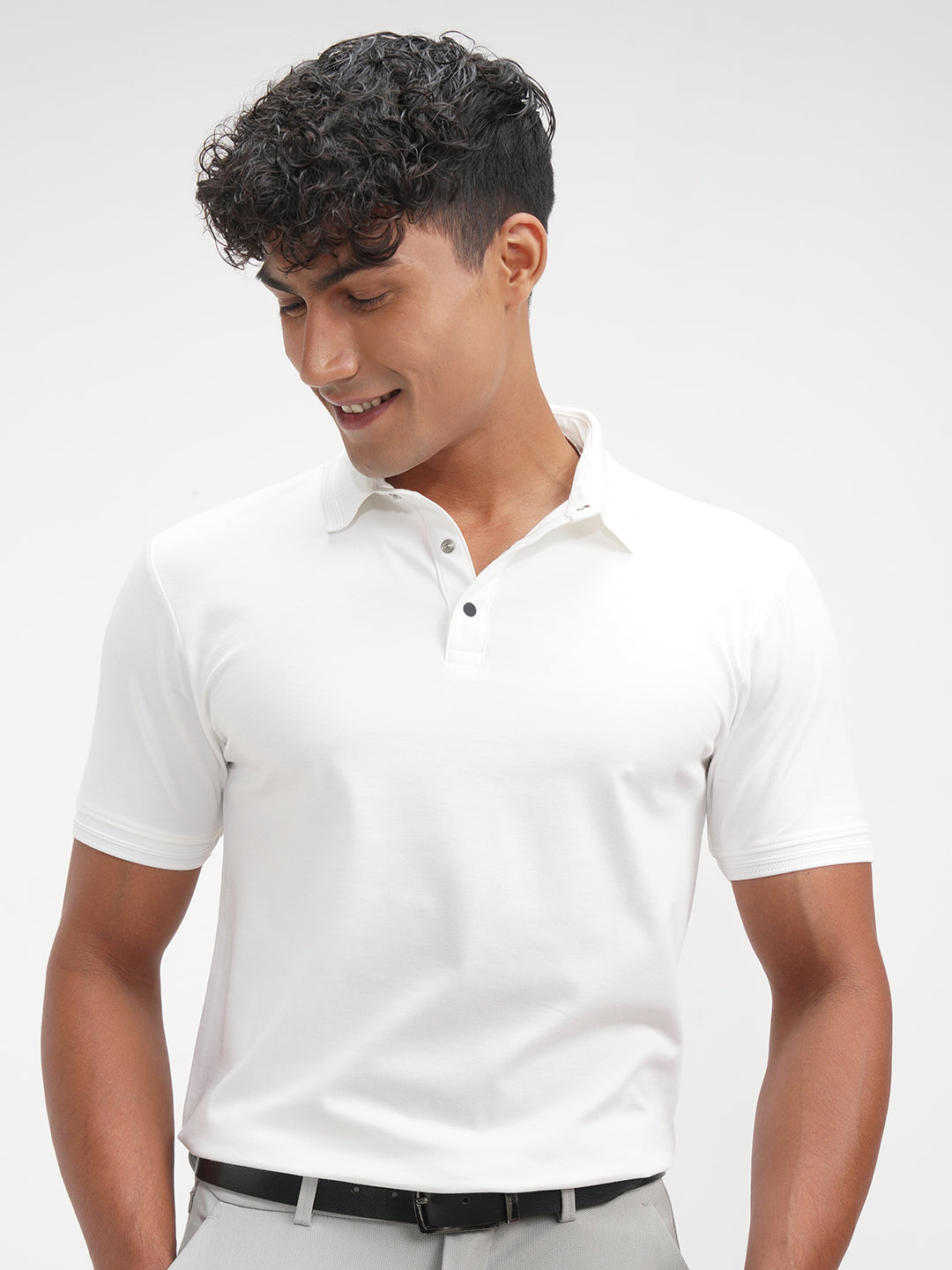 Men's White Polo Collar Tshirt