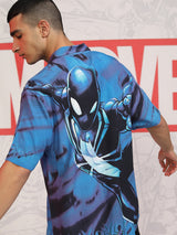 Men's Blue Graphic Spider Man Printed Relaxed Fit Casual Shirt