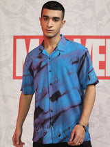 Men's Blue Graphic Spider Man Printed Relaxed Fit Casual Shirt