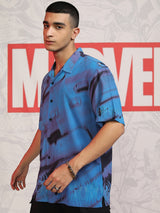 Men's Blue Graphic Spider Man Printed Relaxed Fit Casual Shirt