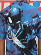 Men's Blue Graphic Spider Man Printed Relaxed Fit Casual Shirt